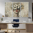 Abstract Floral Women Patel Wall Art Canvas Print