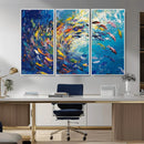 Colorful Swirling Fish School Wall Art Canvas Print |