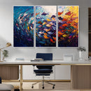 Vibrant Abstract Fish Swarm Art – Colorful Fish Inspired