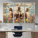 Cute Highland Cow Canvas Wall Art - Rustic Farmhouse Decor