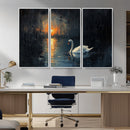 Abstract Swan on Water Wall Art Canvas Print - Elegant