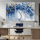 Blue and Gold Abstract Tree Wall Art Canvas Print | Modern