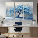 Abstract Blue Tree Art Canvas Print, Majestic Tree Wall Art