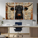 Rustic Texas Artwork Wall Art Canvas Print - Abstract Cow