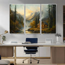 Wood Cabin Retreat Mountain at Sunset Wall Art Print - by MyGreatCanvas | Canvas Wall Art Prints | Photo Prints & Wall Decor