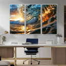 Ocean Wave at Sunset Canvas Wall Art – Vibrant Coastal Beach