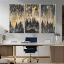 Golden Forest Abstract Wall Art | Dark Forest with Gold