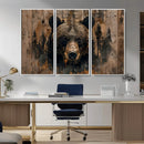 Rustic Grizzly 399 Wall Art | Triptych Canvas Print | Rustic