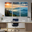Sunrise Over Mountain Range Wall Art Canvas Print, Farmhouse