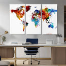 Colorful World Map Canvas Wall Art Print, Contemporary