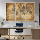 Vintage World Map Wall Art Canvas – Antique Style Push Pin