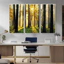 Sunlit Forest Wall Art Canvas Print – Large Framed Woodland