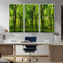 Lush Green Forest Canvas Print | 3-Panel Forest Wall Art |