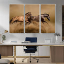 Large Wall Art Canvas Print – Two Running Brown Horses