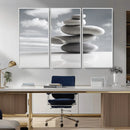 Still Life Black and White Zen Stones Wall Art Canvas,