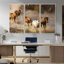 Large Wall Art 5 Horses Running on Sand Canvas Print