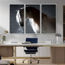 Large Wall Art Cream Colored Horse on Grey Background Canvas