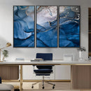 Navy Blue Canvas Art Abstract Print – Elegant Triptych