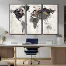 Abstract Map Printing - Modern World Map Canvas Wall Art for