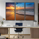 Sunset and Beach at Night Wall Art Canvas Print