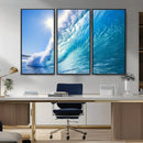 Blue Big Wave Surfing Ocean Canvas Wall Art Artwork Print