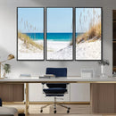 Serene Coastal Dune Path with Ocean View, 3-Panel Beach