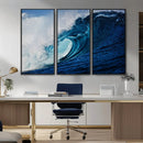 Ocean Wave at Sunset Canvas Art, Large Wall Print of Vibrant