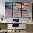 Sea Ocean Sunset Beach Wall Art Canvas Print