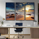 Golden Hour Beach Sunset Canvas Triptych, Ocean Waves and by MyGreatCanvas | Canvas Wall Art Prints | Photo Prints & Wall Decor
