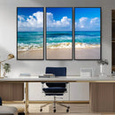 Tropical Beach 3-Panel Canvas Wall Art – Serene Ocean Waves
