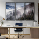 Beautiful Rising Fog in Winter Mountain Landscape- Framed