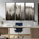 Foggy Mountain Wall Art | 3-Panel Foggy Forest and Mountain