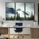 Mountain Mist Canvas Wall Art Print | 3-Panel Foggy Forest