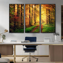 Sunlight Through Trees Wall Art Canvas Print - Autumn Forest