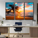 Palm Tree Sunset On The Beach Wall Art Canvas, Framed Palm by MyGreatCanvas | Canvas Wall Art Prints | Photo Prints & Wall Decor