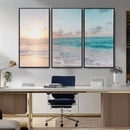 Tranquil Ocean Beach Sunset Canvas Wall Art | 3-Panel by MyGreatCanvas | Canvas Wall Art Prints | Photo Prints & Wall Decor