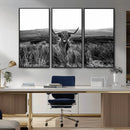 Black and White Highland Cow Canvas Wall Art, Longhorn by MyGreatCanvas | Canvas Wall Art Prints | Photo Prints & Wall Decor