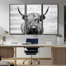 Scottish Highland Cow Cattle Art Print on Wood Background by MyGreatCanvas | Canvas Wall Art Prints | Photo Prints & Wall Decor