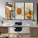 Modern Boho Sun and Leaf Abstract Art – 3-Panel Giclée by MyGreatCanvas | Canvas Wall Art Prints | Photo Prints & Wall Decor