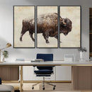 Buffalo Wall Art, Western Bison Canvas Print, Rustic Buffalo