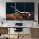 Texas Longhorn Bull Wall Art Canvas Print - Large Framed