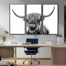 Grayscale Scottish Highland Cow Cattle Art Print Farmhouse by MyGreatCanvas | Canvas Wall Art Prints | Photo Prints & Wall Decor