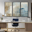 Abstract Blue and Beige Wall Art, Modern Minimalist Canvas