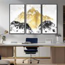 Golden Mountain Triptych Wall Art Canvas Print, Modern