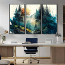 Watercolor Trees Forest Abstract Wall Art Canvas Print,