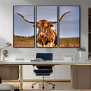 Texas Longhorn Wall Art Print, Framed Longhorn Cow Wall Art