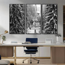 Winter Ski Lift Black and White Canvas Wall Art – Alpine