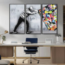 Banksy Art Behind the Curtain Street Wall Art Canvas Print |