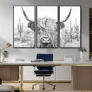 Rustic Charm | Cow Longhorn Black White Bighorn Wall Art by MyGreatCanvas | Canvas Wall Art Prints | Photo Prints & Wall Decor
