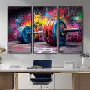Abstract Graffiti Barbell Canvas Wall Art – Urban Fitness